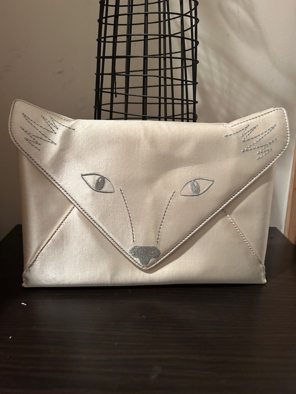 BCBG Women's Metallic Cream Fox Envelope Clutch